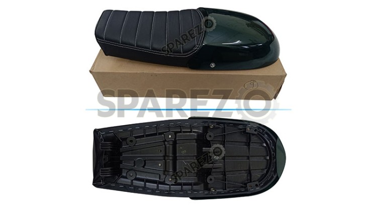 Royal Enfield GT and Interceptor 650cc Genuine Leather Dual Seat With Green Cowl D27 - SPAREZO